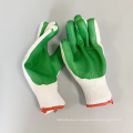 High quality anti cut green rubber latex coated safety protective gloves